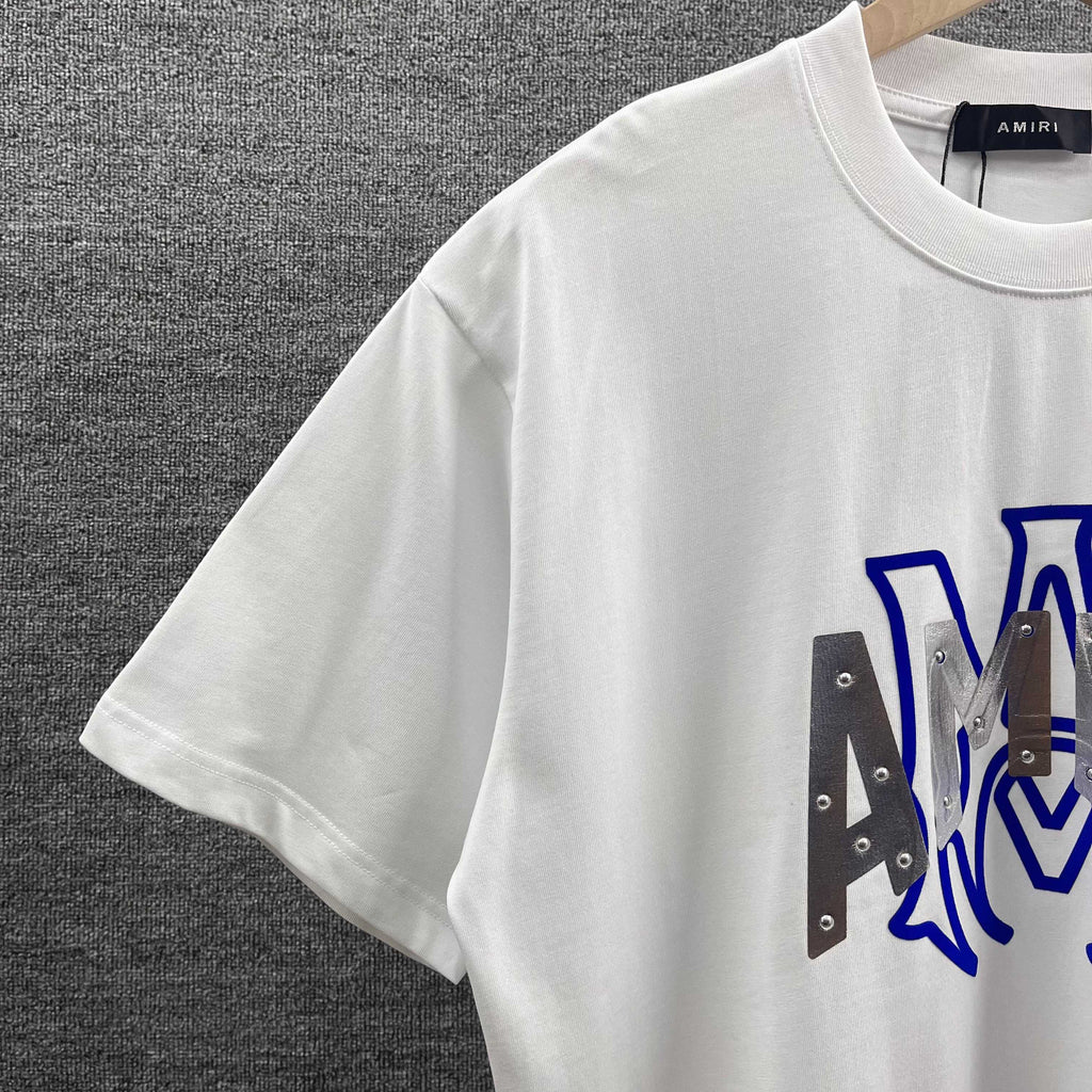 AMIRI MA Logo Riveted Letter Graphic Short‑Sleeve Tee