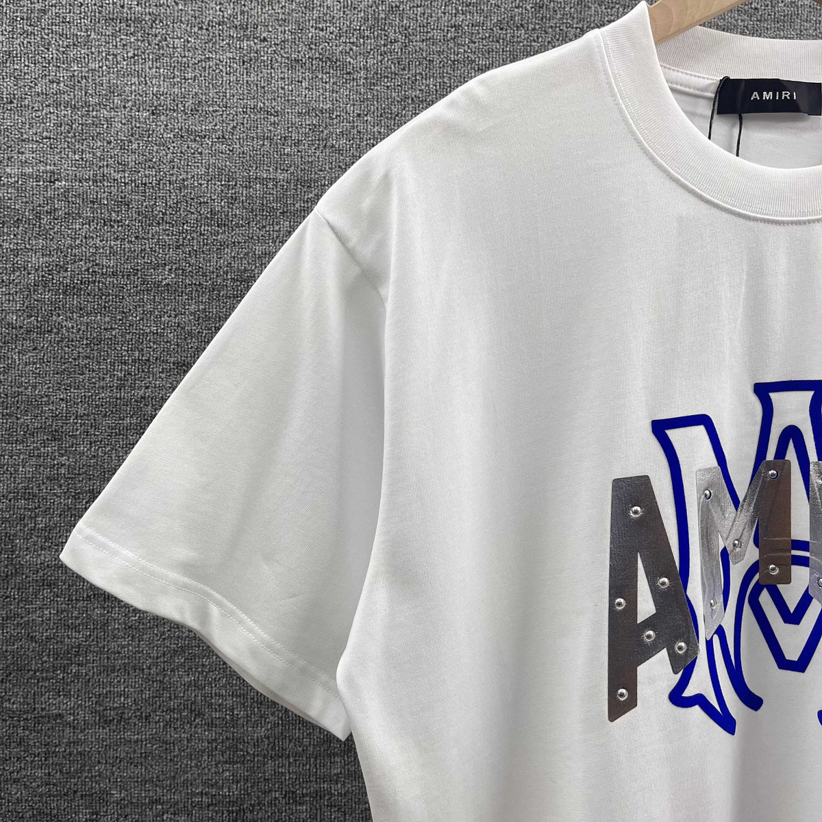 AMIRI MA Logo Riveted Letter Graphic Short‑Sleeve Tee
