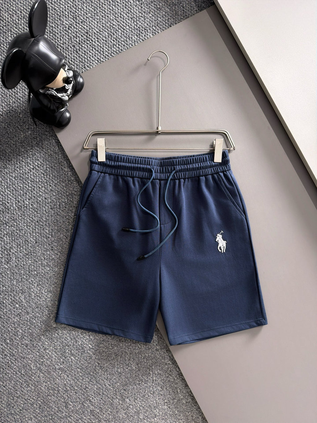 Men's 2‑Piece Outfit, Crew Neck Short‑Sleeve T‑Shirt + Drawstring Shorts Set Horse Embroidery Casual Tracksuit
