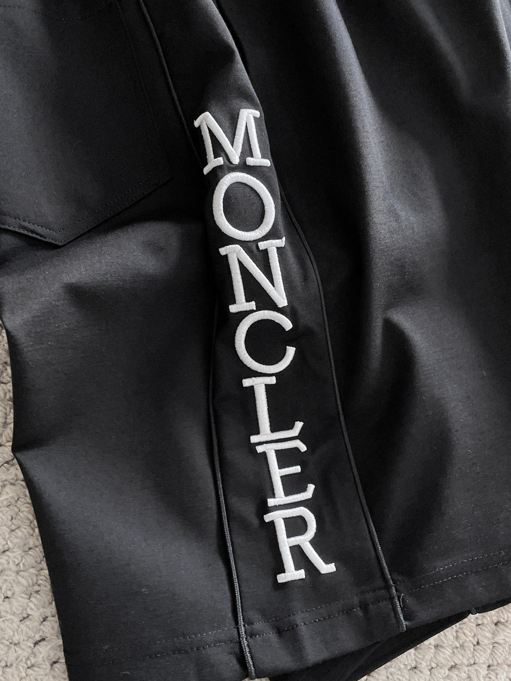 Moncler Logo Embroidered Drawstring Shorts White