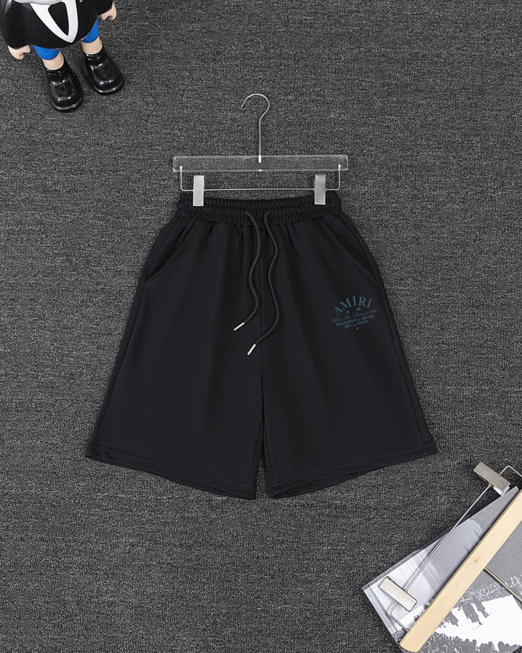 AMIRI LA Arts District Vintage Text Short‑Sleeve Tee & Drawstring Shorts Set