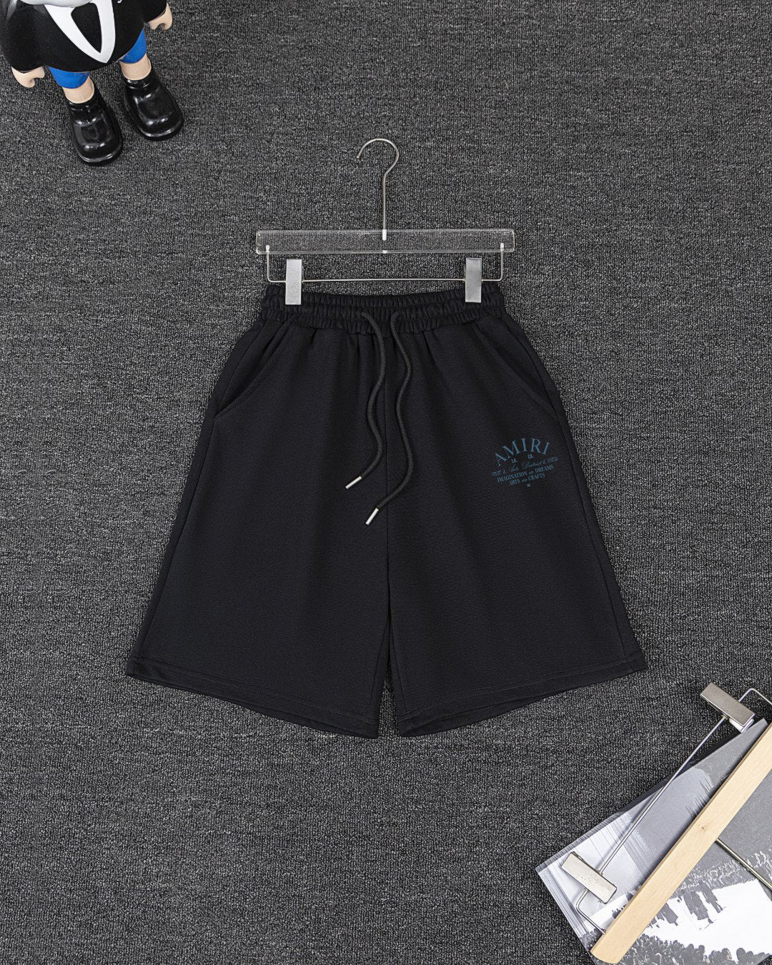 AMIRI LA Arts District Vintage Text Short‑Sleeve Tee & Drawstring Shorts Set