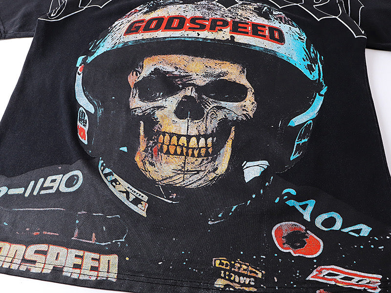 Godspeed Racer Skull Vintage Washed Graphic Tee