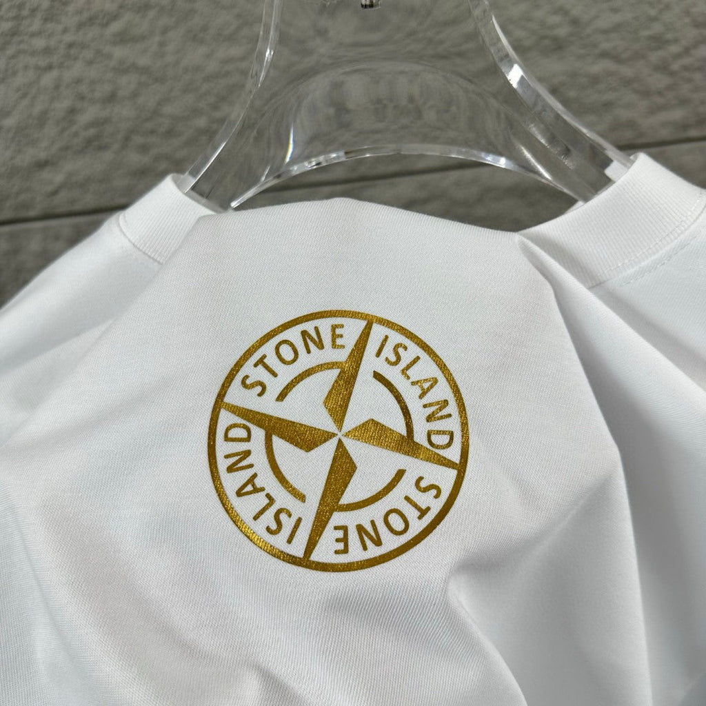 Stone Island Spring–Summer 2026 T-Shirt - Gold Foil Compass Badge at Centre Chest