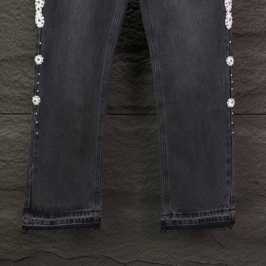 AMIRI Rhinestone‑Embellished Flared Denim Jeans