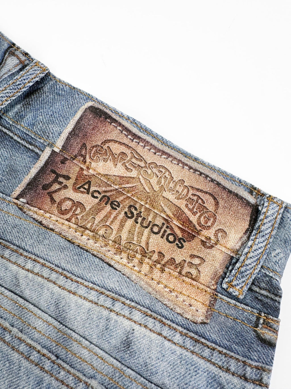 Acne Studios Patchwork Distressed Wide‑Leg Denim Trousers