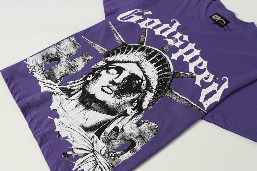 Godspeed Fallen Liberty Ruins Vintage Graphic Tee (Purple)