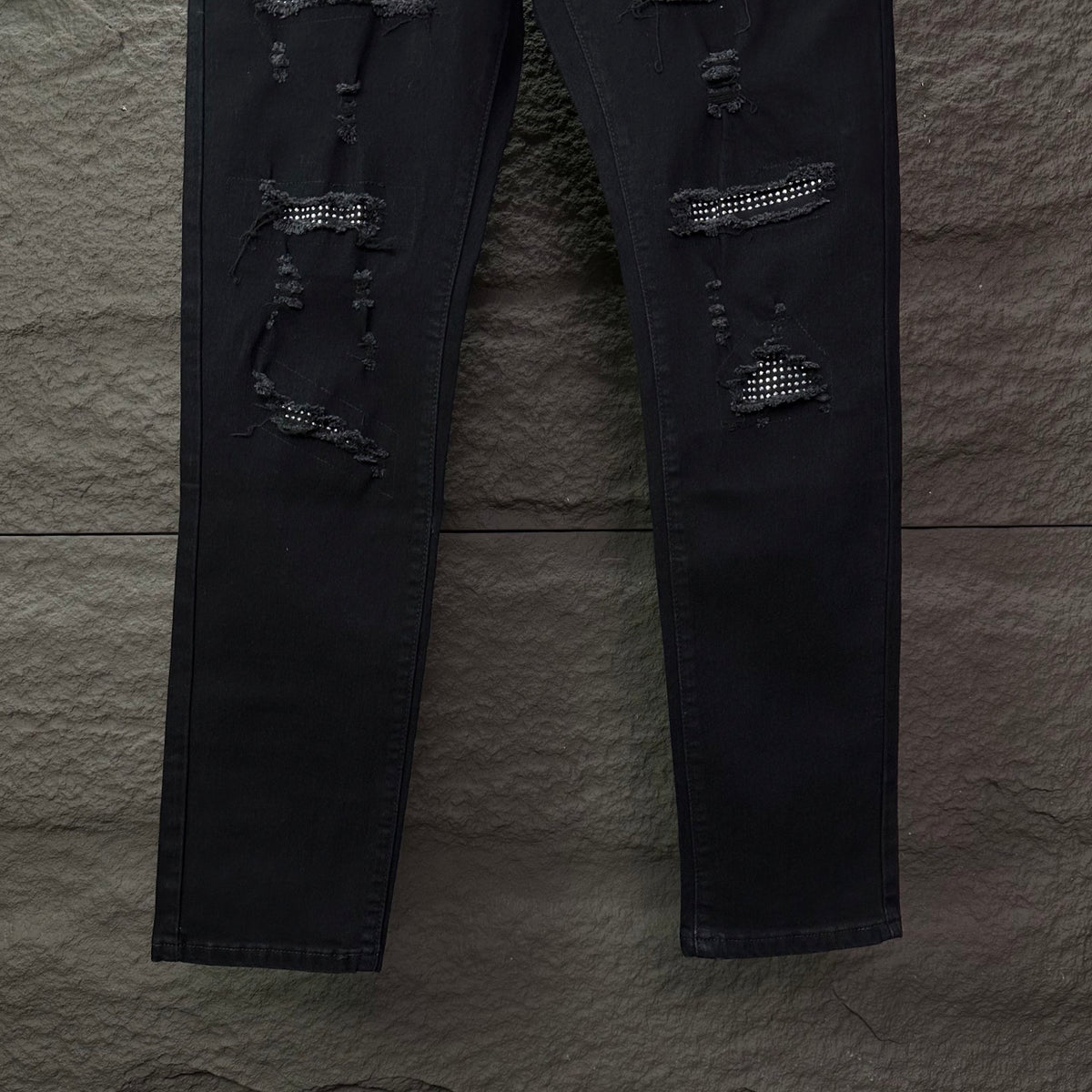 AMIRI Mesh‑Lined Multi‑Rip Distressed Slim‑Fit Denim Jeans