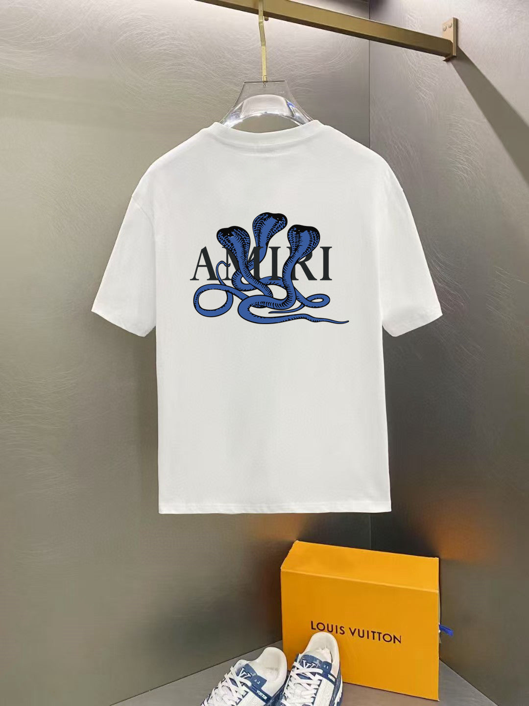 Amiri Decorative Script Chest Graphic Crew‑Neck Short‑Sleeve T‑Shirt