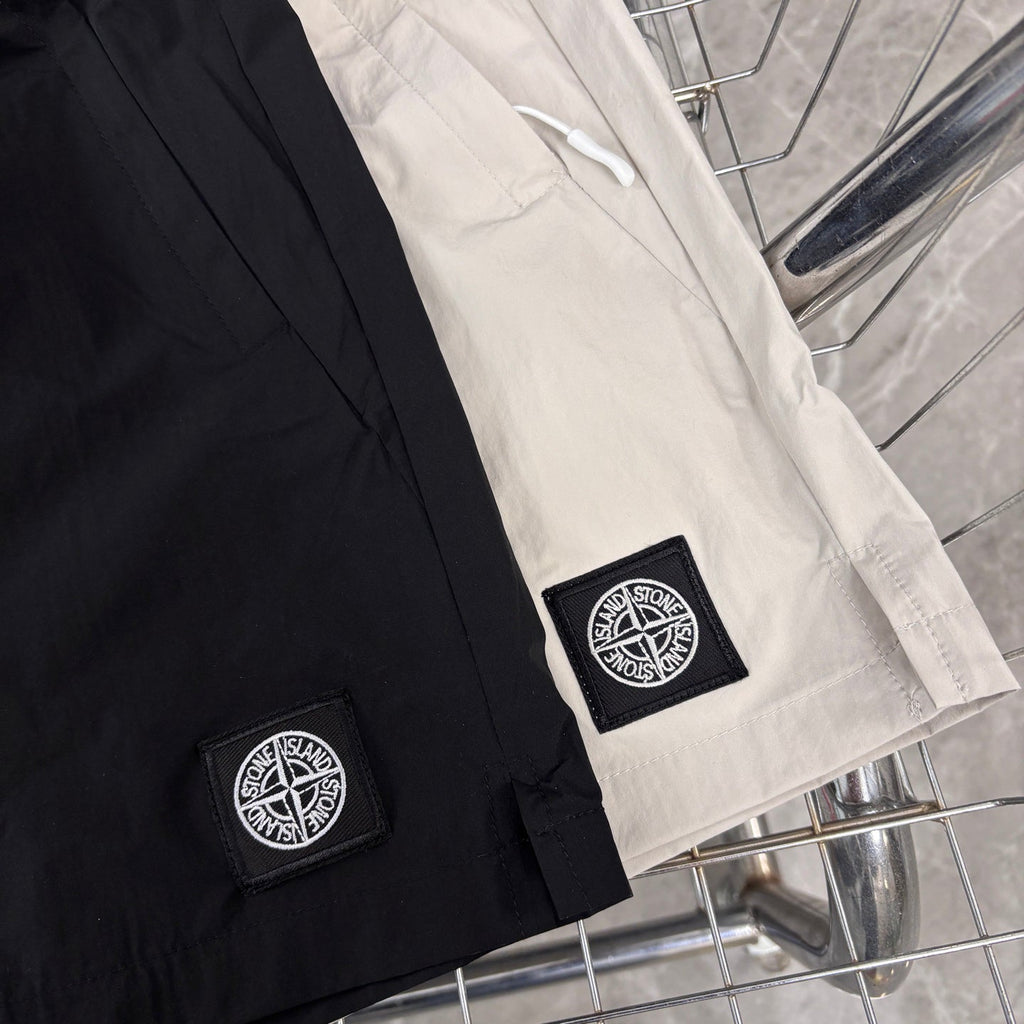 Stone Island Quick-Dry Athletic Shorts with Contrast Drawstring and Compass Badge
