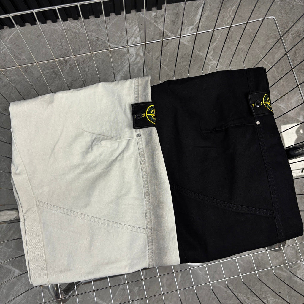 Stone Island Wide-Leg Straight Cargo Trousers with Compass Badge