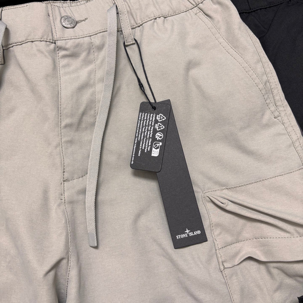 Stone Island Technical Nylon Cargo Shorts with Large Bellows Pockets and Compass Badge