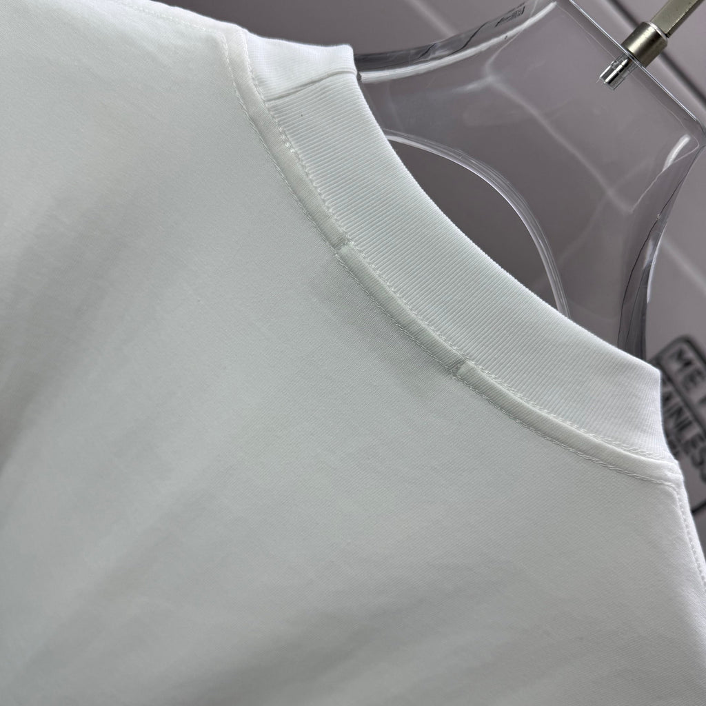 Men's Crew Neck Short‑Sleeve T‑Shirt Minimalist Small Horse Embroidery Casual Top