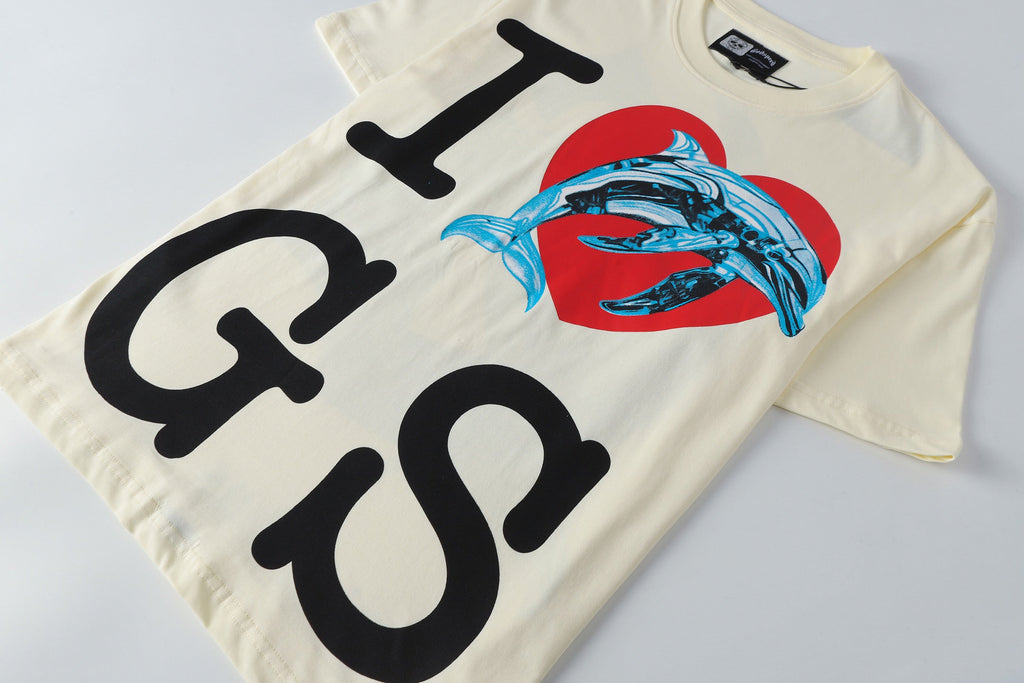 Godspeed I Love GS Dolphin Graphic T‑Shirt (Cream)
