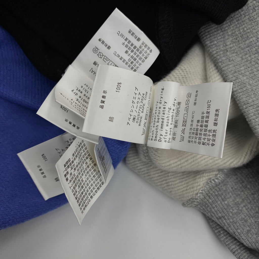 BAPE Bee Collegiate Arch "Bathing Ape" Contrast Crewneck Sweatshirt - Gray / Blue / Black