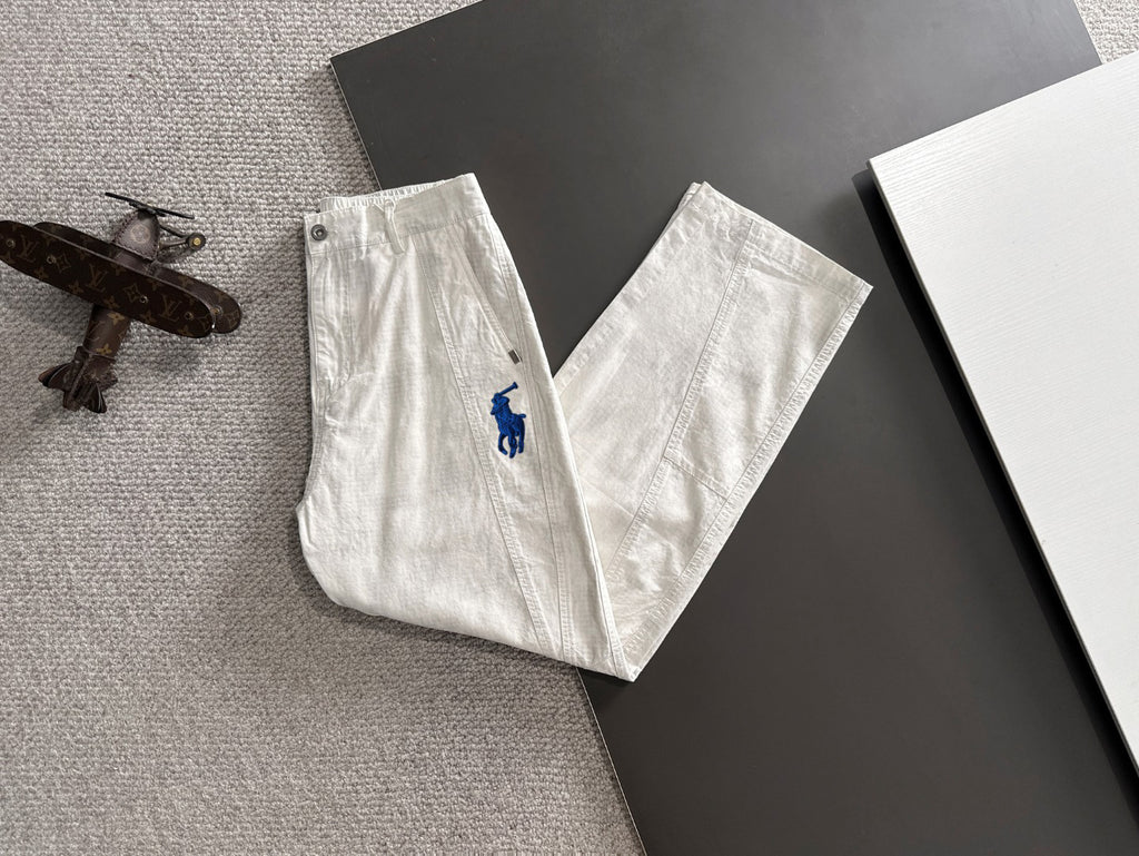 Ralph Lauren Men's White Straight‑Leg Casual Trousers