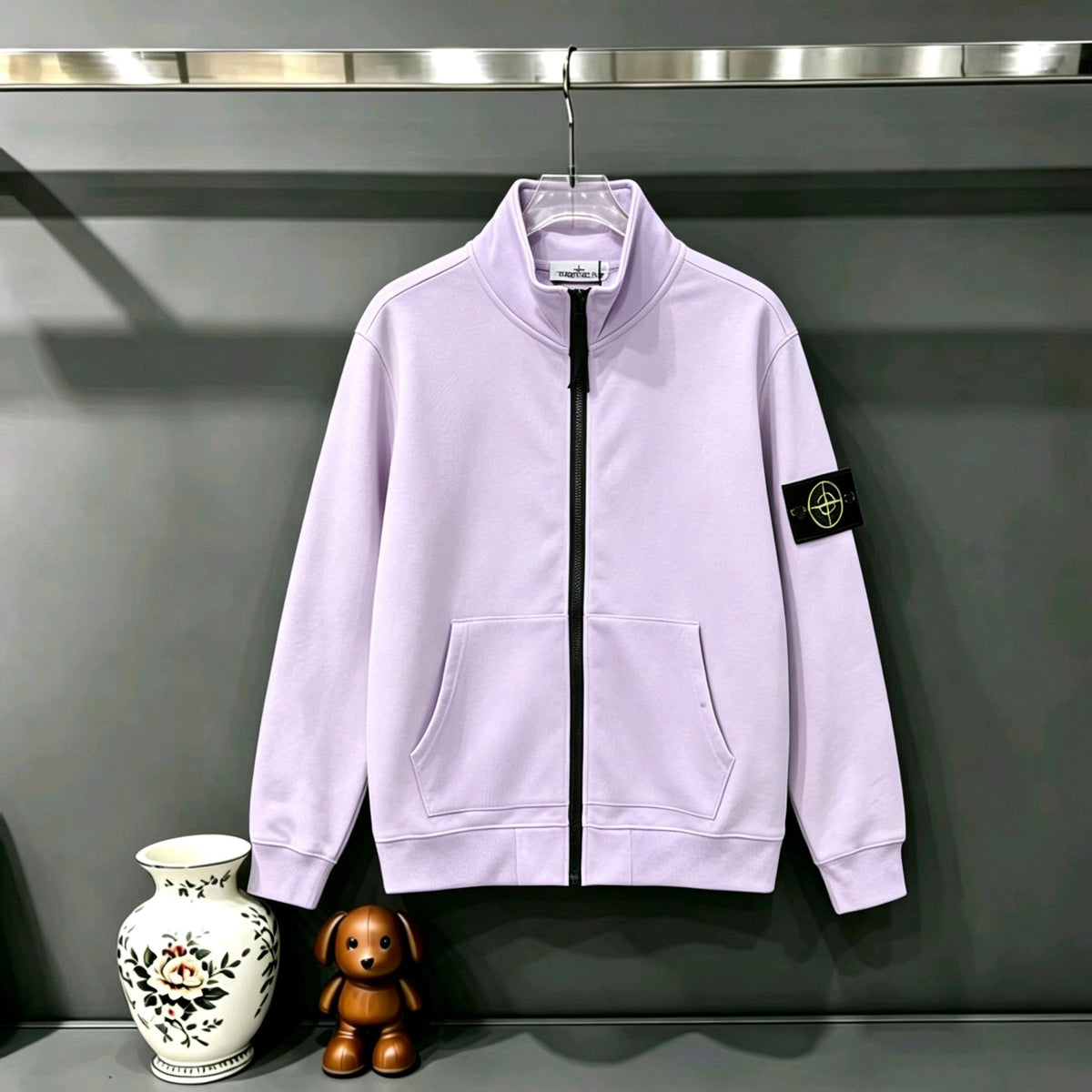 Stone Island Classic Compass Badge Full-Zip Stand Collar Sweatshirt Jacket