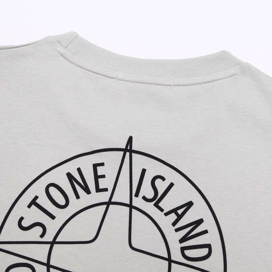 Stone Island Left Chest Circular Compass Badge Print Crew Neck T-Shirt