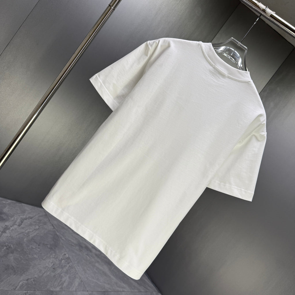 AMIRI Perforated Collegiate Logo Crew‑Neck Short‑Sleeve T‑Shirt