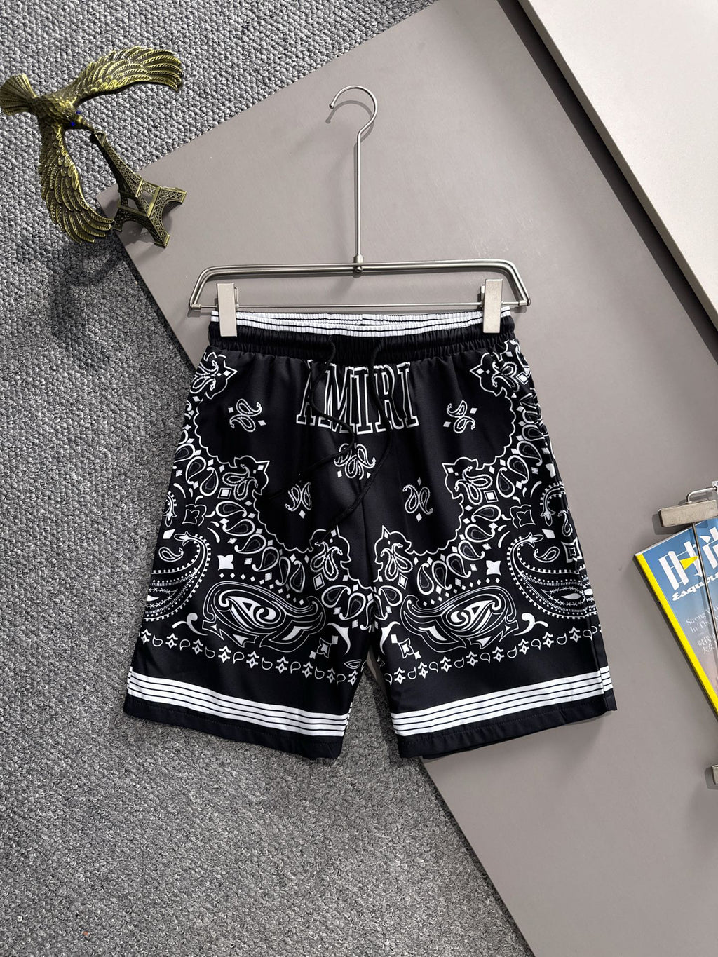 AMIRI Bandana Print Camp Collar Short‑Sleeve Shirt and Shorts Set
