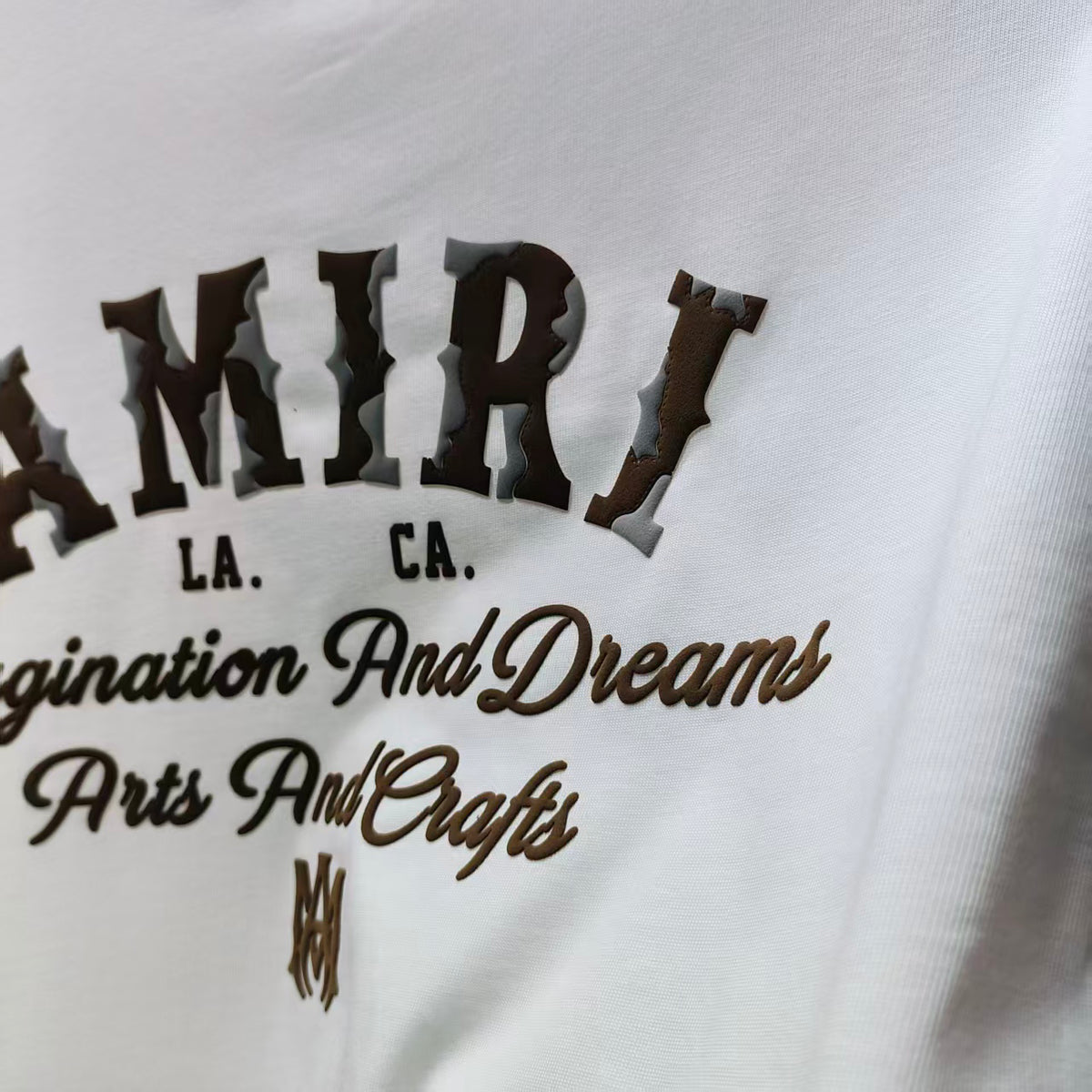 AMIRI Two‑Tone MA Monogram Chest Graphic Short‑Sleeve Tee