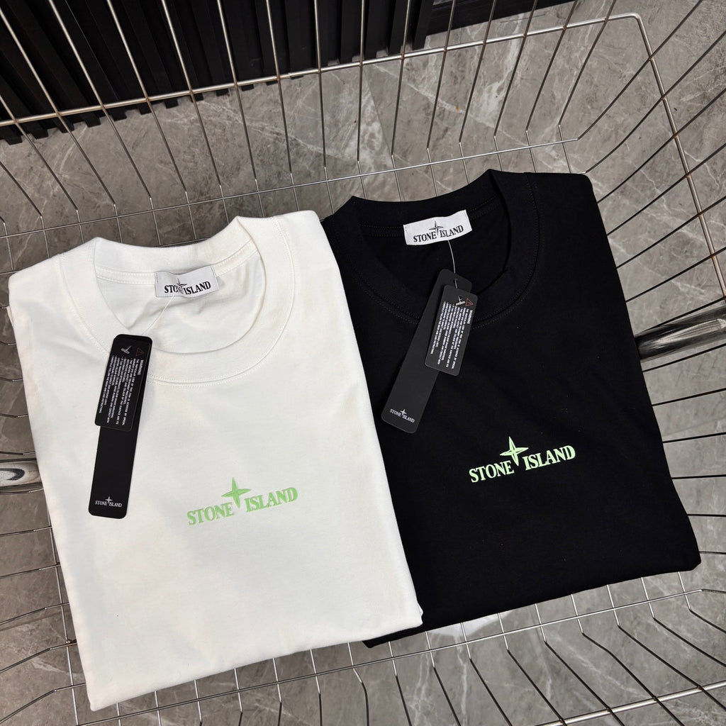 Stone Island Centre Chest Puff Print Compass Logo Oversized Cotton Tee