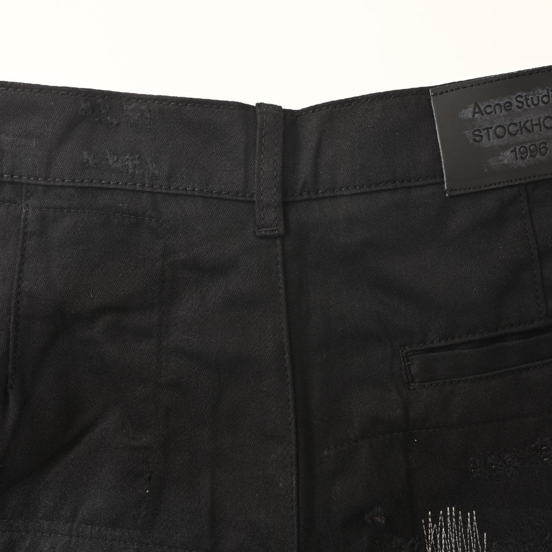 Acne Studios Patch‑Repair Distressed Wide‑Leg Jeans