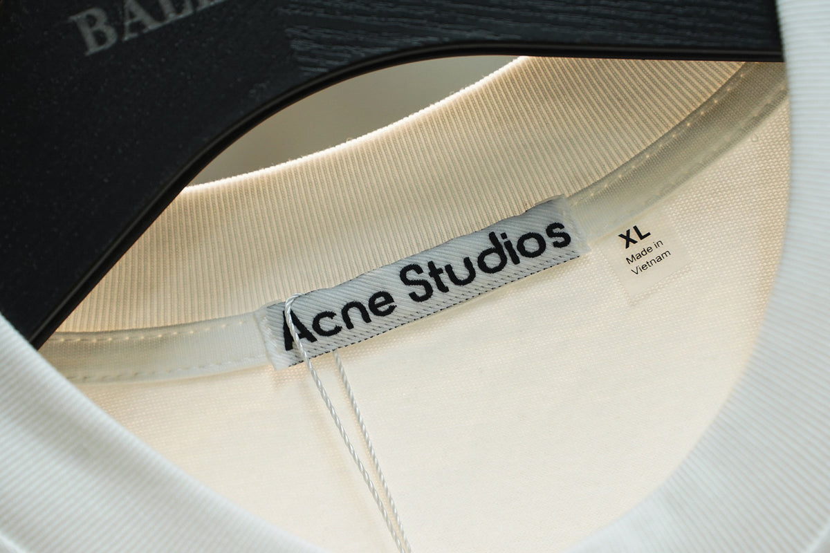 Acne Studios Stockholm 1996 Distressed Text‑Print Crew‑Neck Short‑Sleeve T‑Shirt