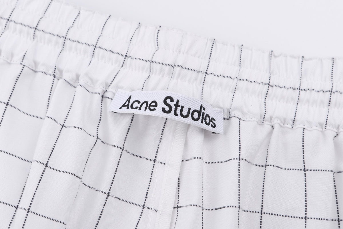 Acne Studios Grid‑Pattern Drawstring Casual Shorts