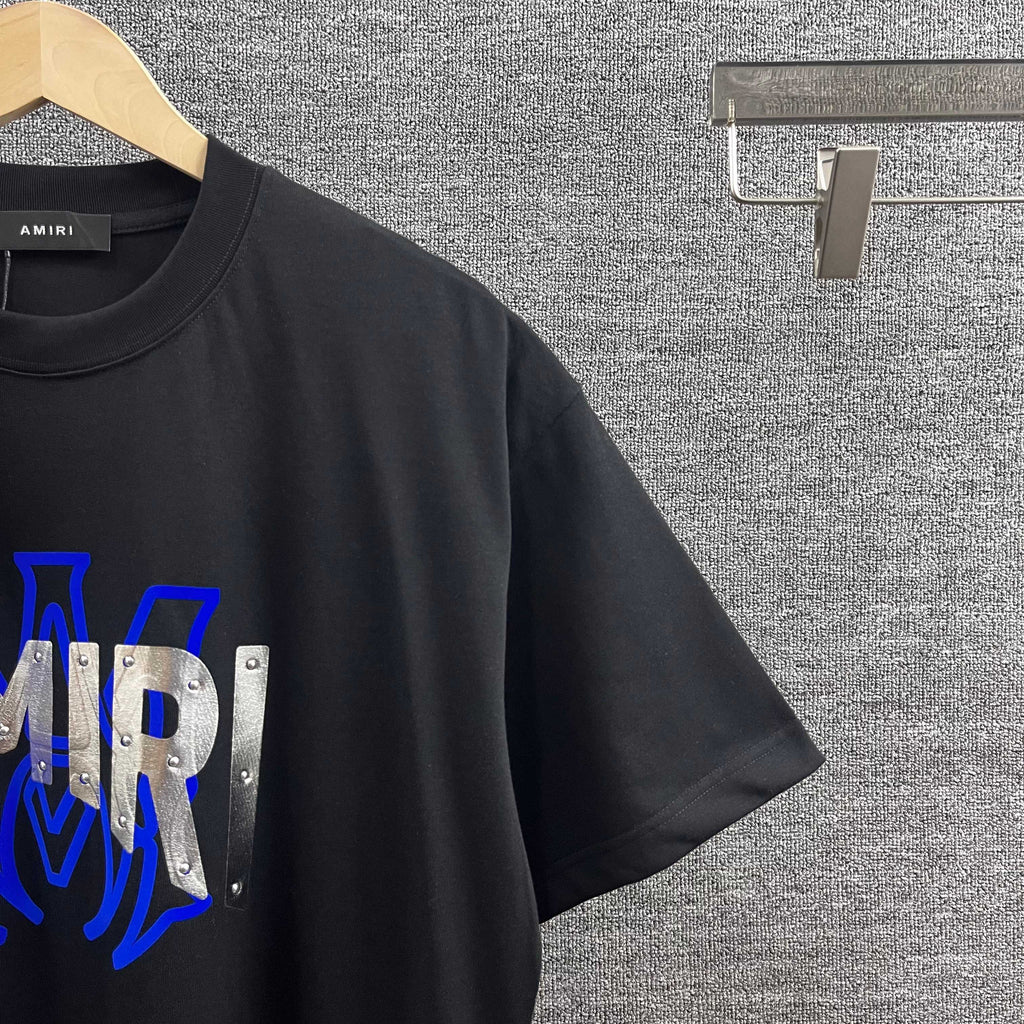 AMIRI Layered Metallic‑Effect Letter Graphic Short‑Sleeve Tee
