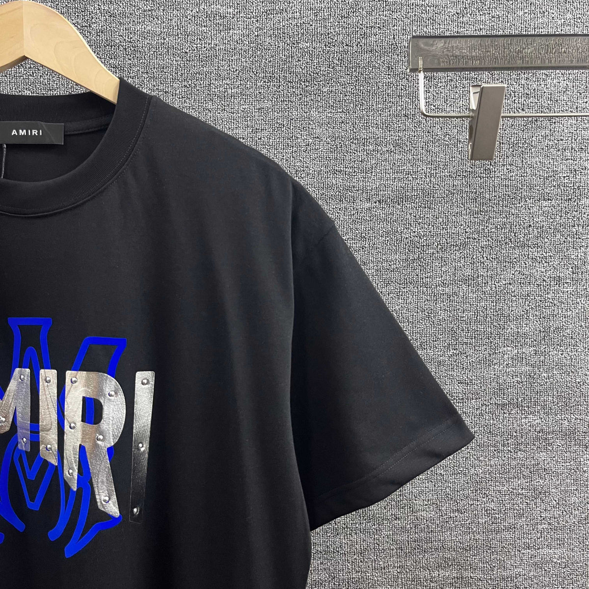 AMIRI Layered Metallic‑Effect Letter Graphic Short‑Sleeve Tee