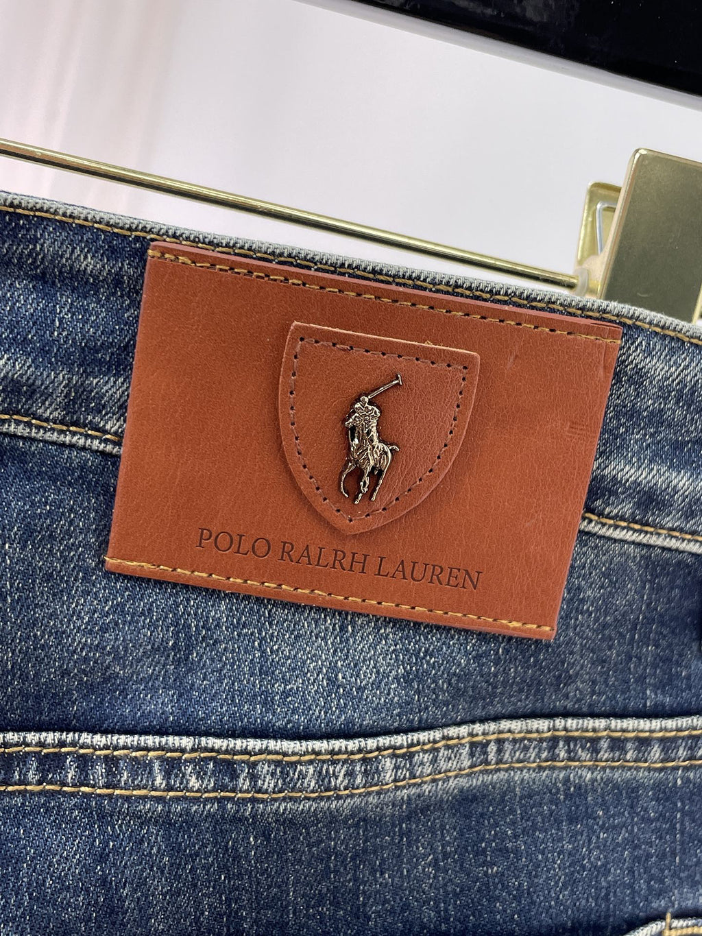 Ralph Lauren Men's Vintage Washed Slim Straight Denim Jeans With Gold‑Tone Hardware