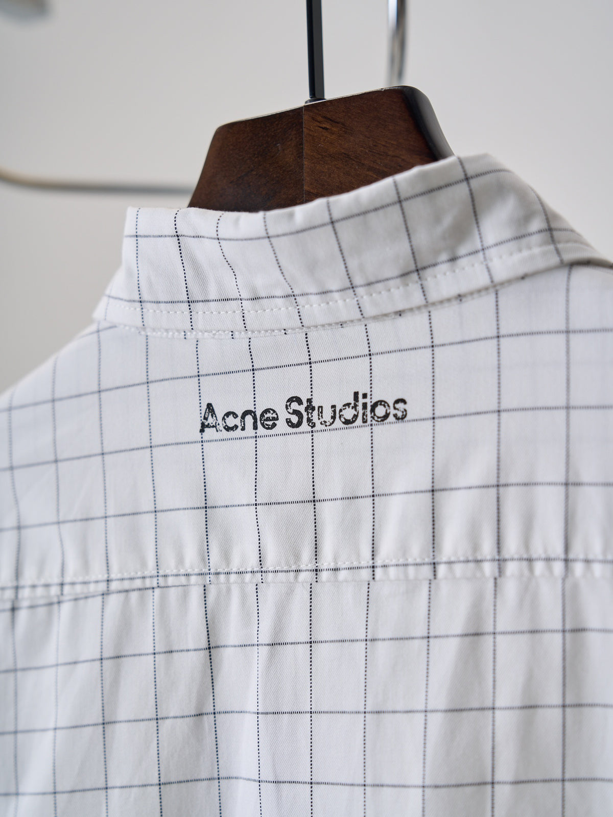 Acne Studios Grid‑Print Oversized Long‑Sleeve Shirt