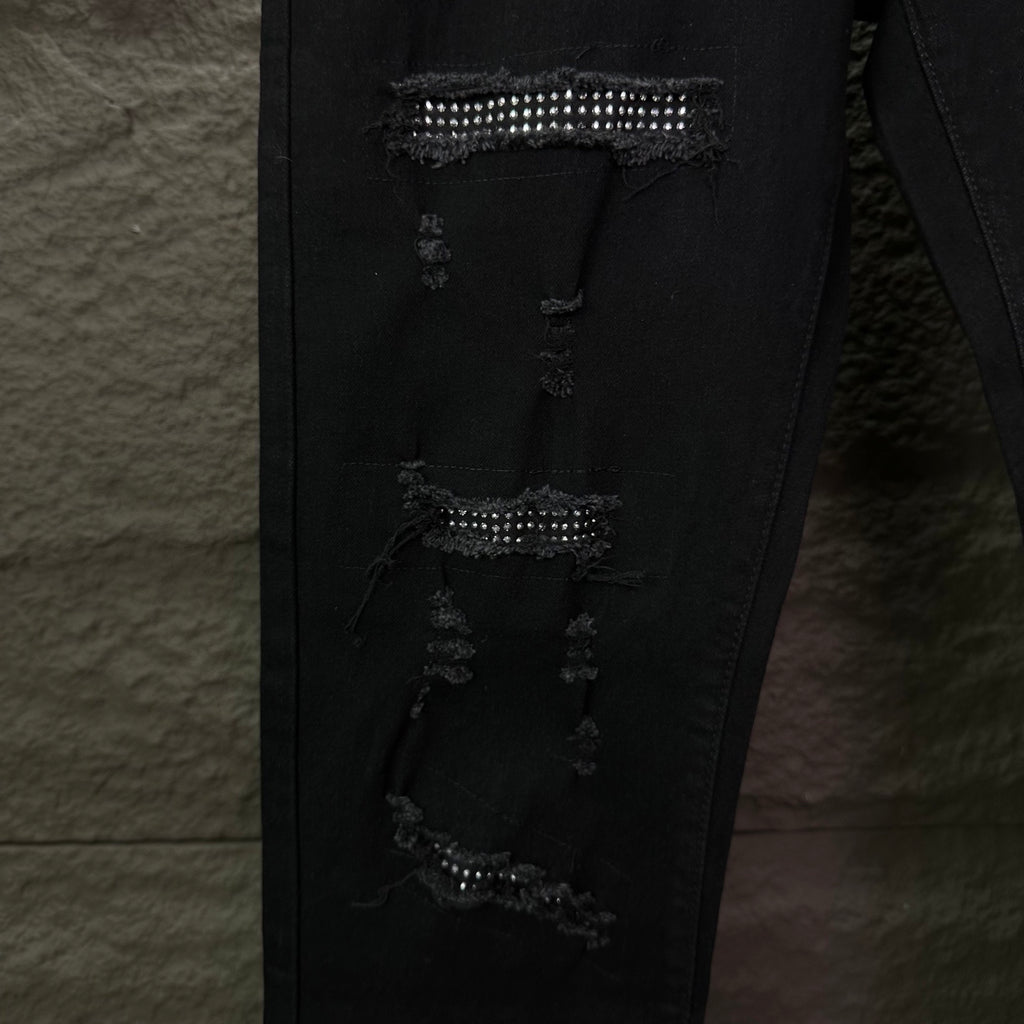 AMIRI Mesh‑Lined Multi‑Rip Distressed Slim‑Fit Denim Jeans