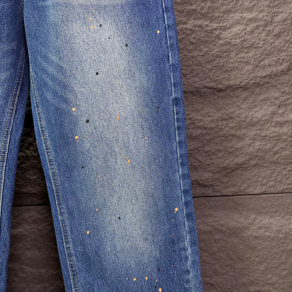 Acne Studios Paint‑Splatter Distressed Straight‑Leg Jeans