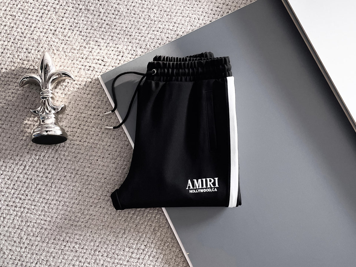 AMIRI Hollywood‑CA Embroidered Stripe Track Jacket & Straight‑Leg Track Pants Tracksuit Set