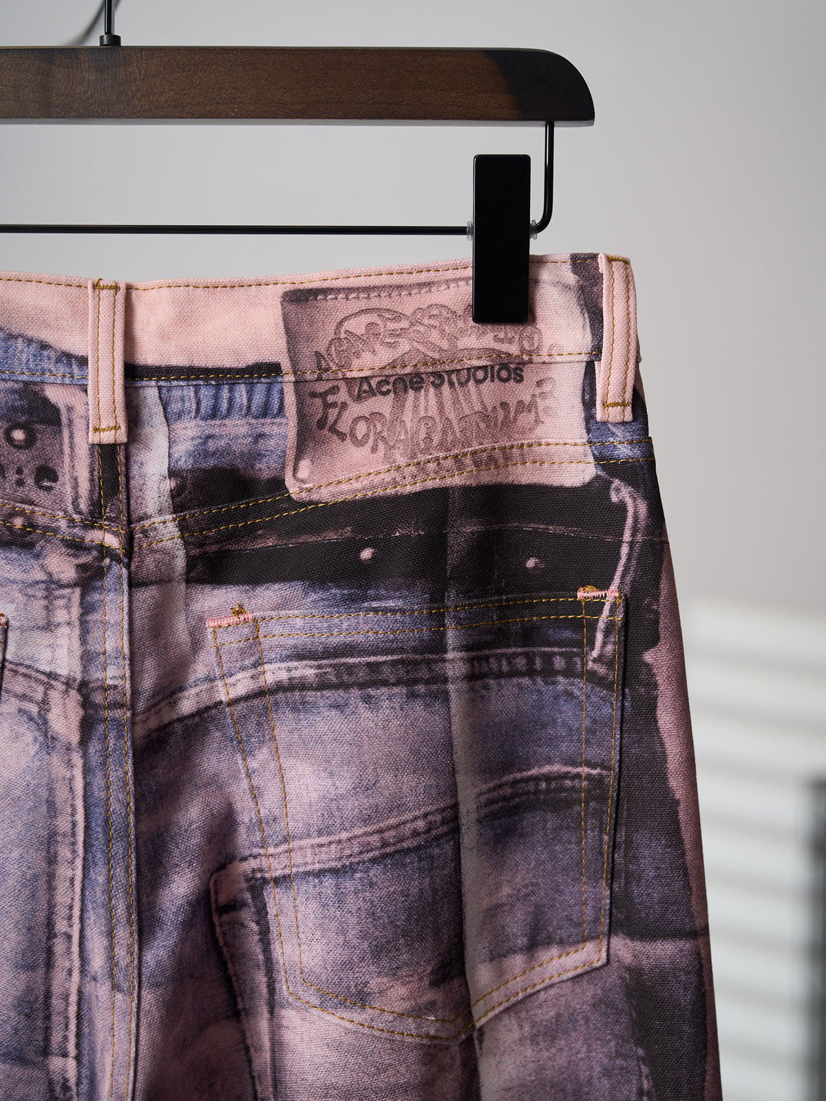 Acne Studios Unisex Printed Wide‑Leg Denim‑Style Trousers