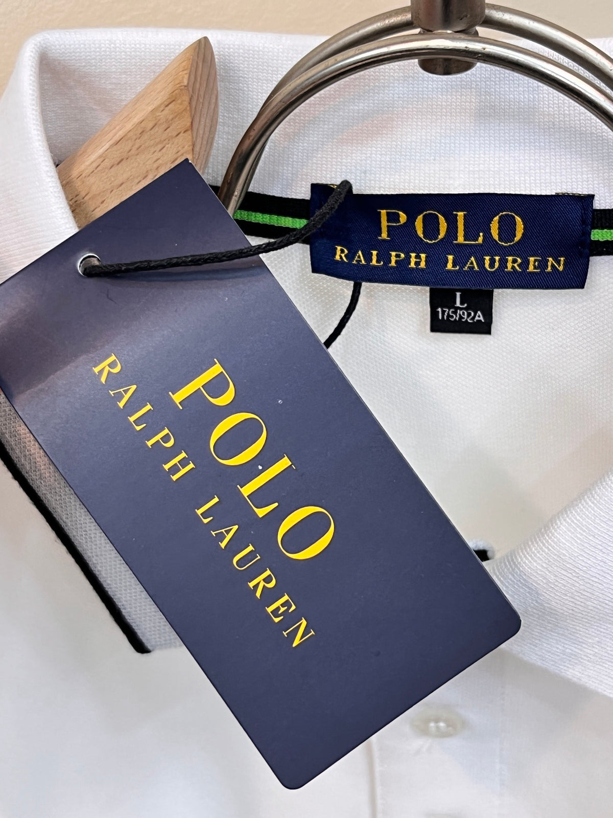 Men's Short‑Sleeve Polo Shirt with Striped Collar & Pony Embroidery