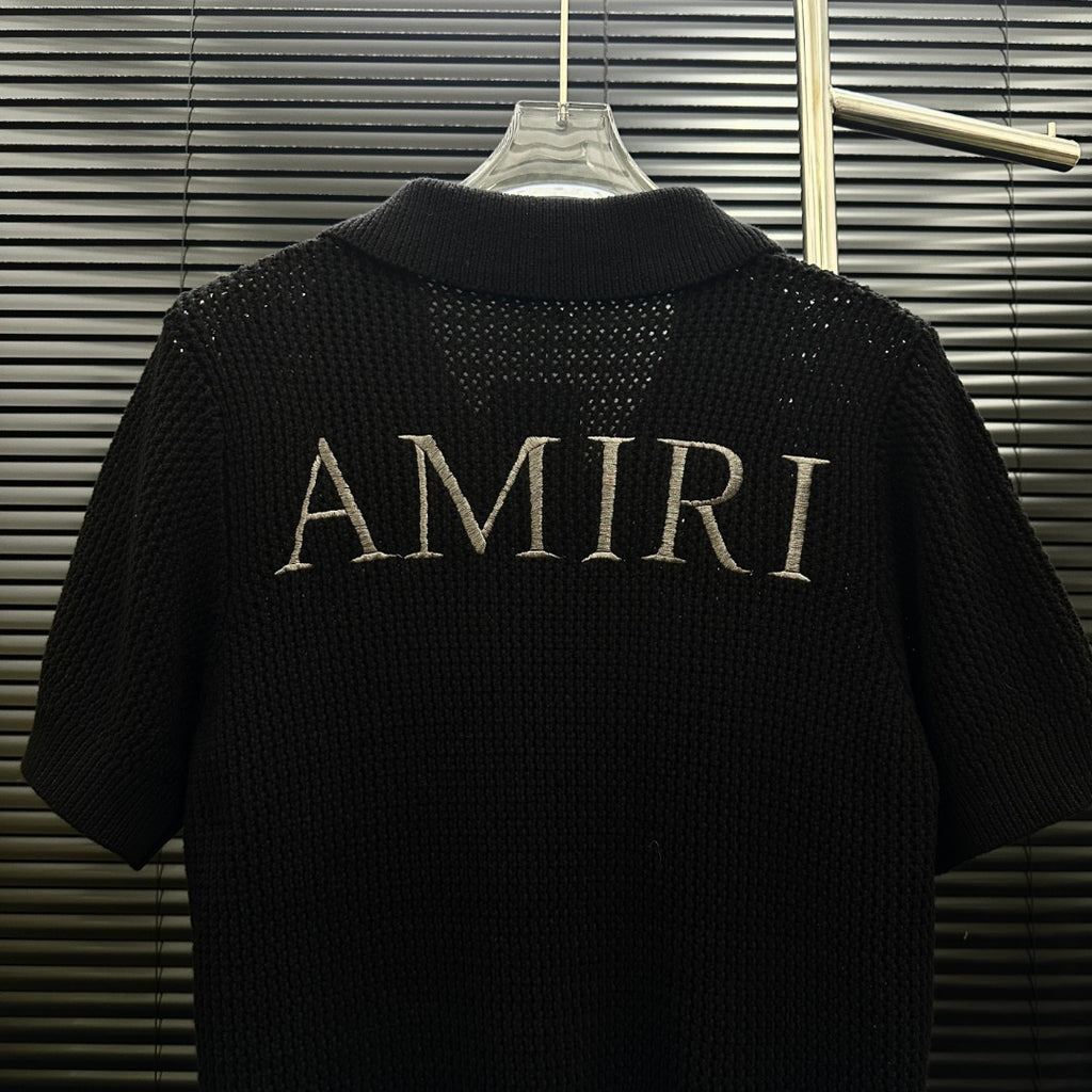 AMIRI Minimal Logo Short‑Sleeve Knit Cardigan