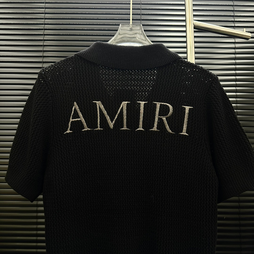 AMIRI Minimal Logo Short‑Sleeve Knit Cardigan