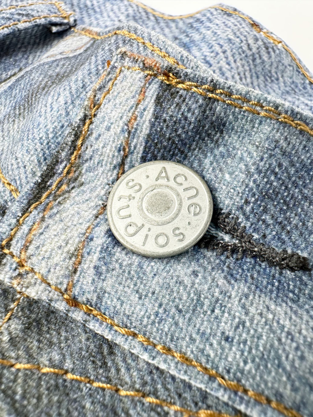 Acne Studios Patchwork Distressed Wide‑Leg Denim Trousers
