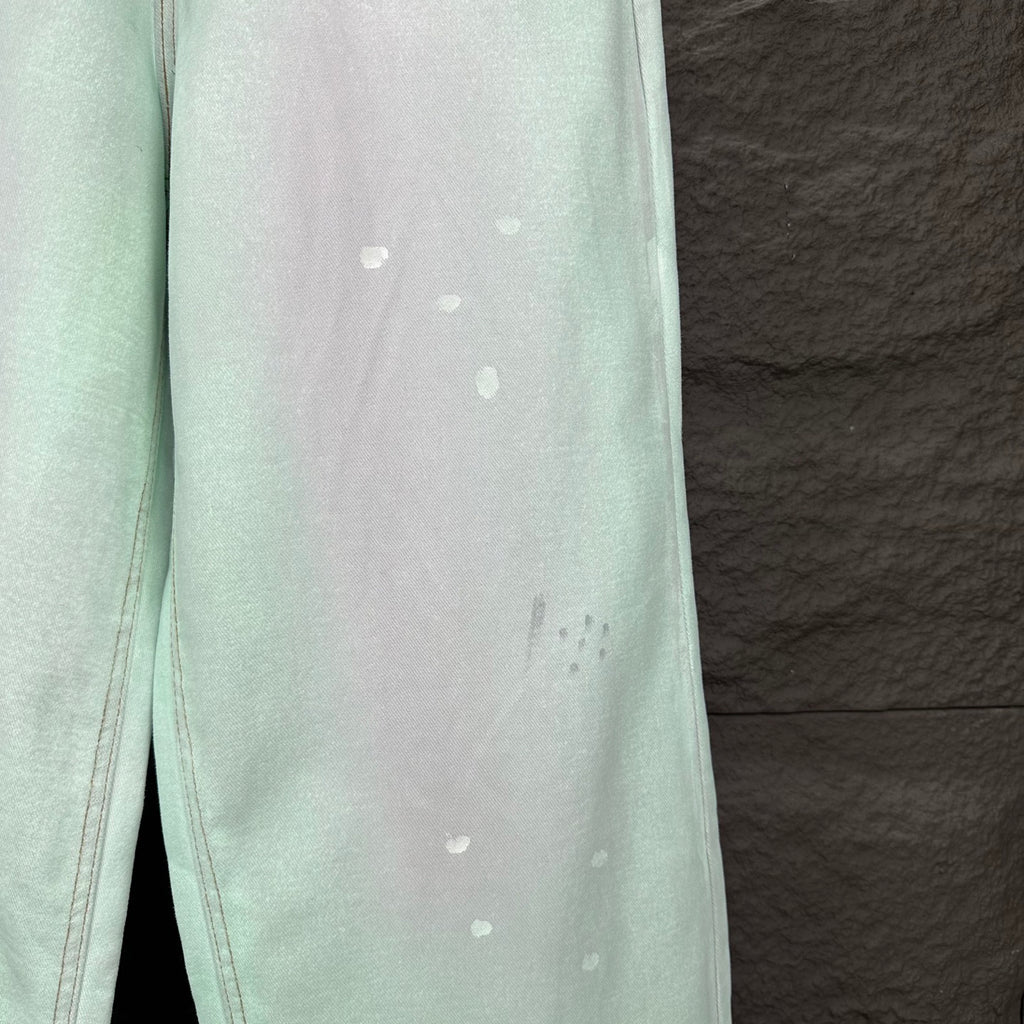 Acne Studios Mint Wash Paint‑Splatter Wide‑Leg Jeans