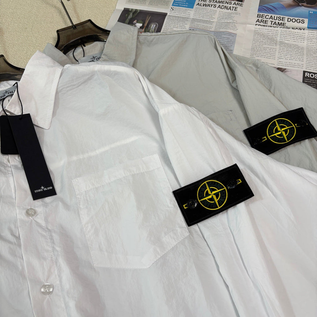 Stone Island Lightweight Sun-Protection Overshirt with Compass Badge Sleeve Patch