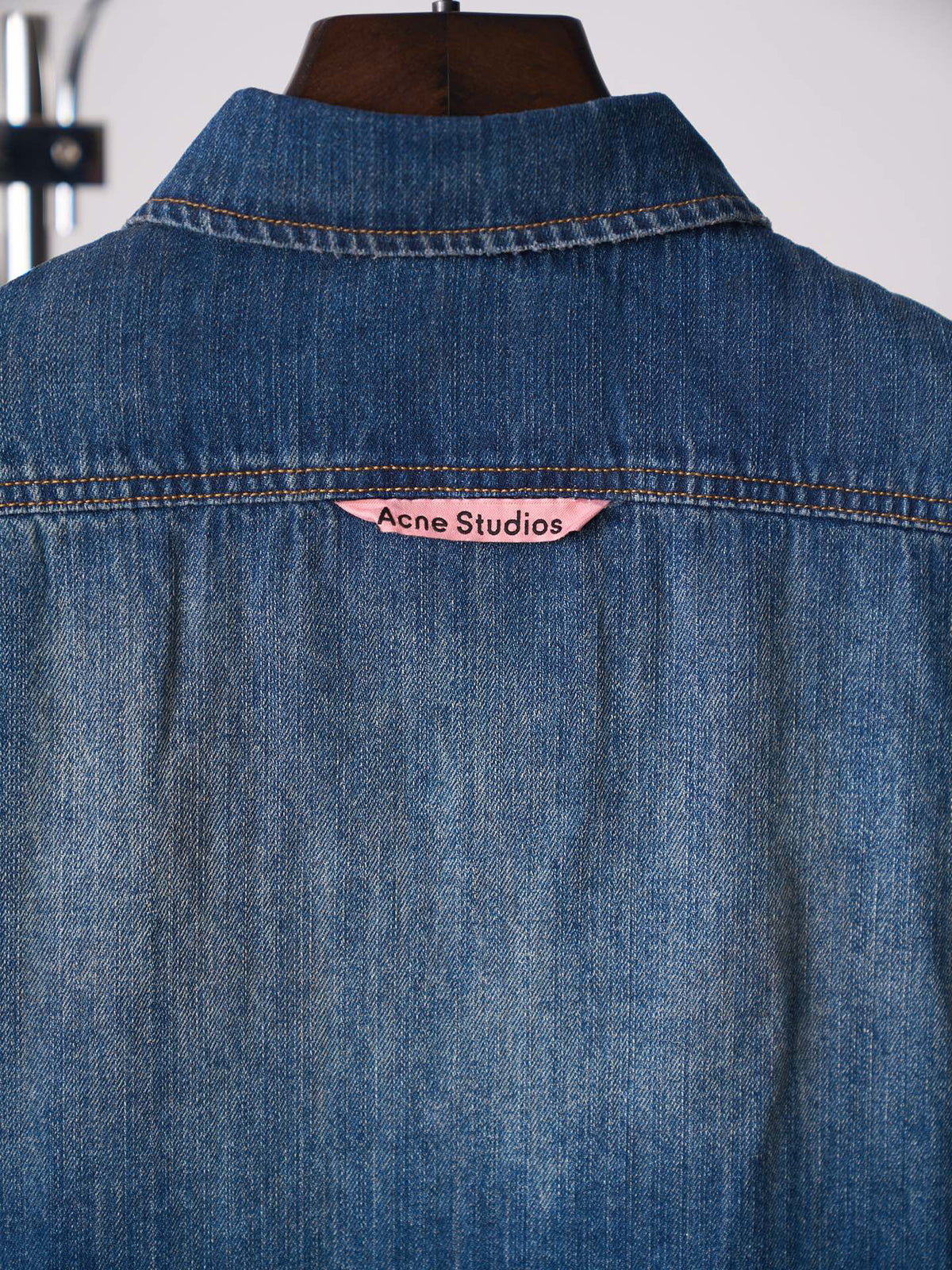 Acne Studios Vintage Distressed Oversized Denim Long‑Sleeve Shirt