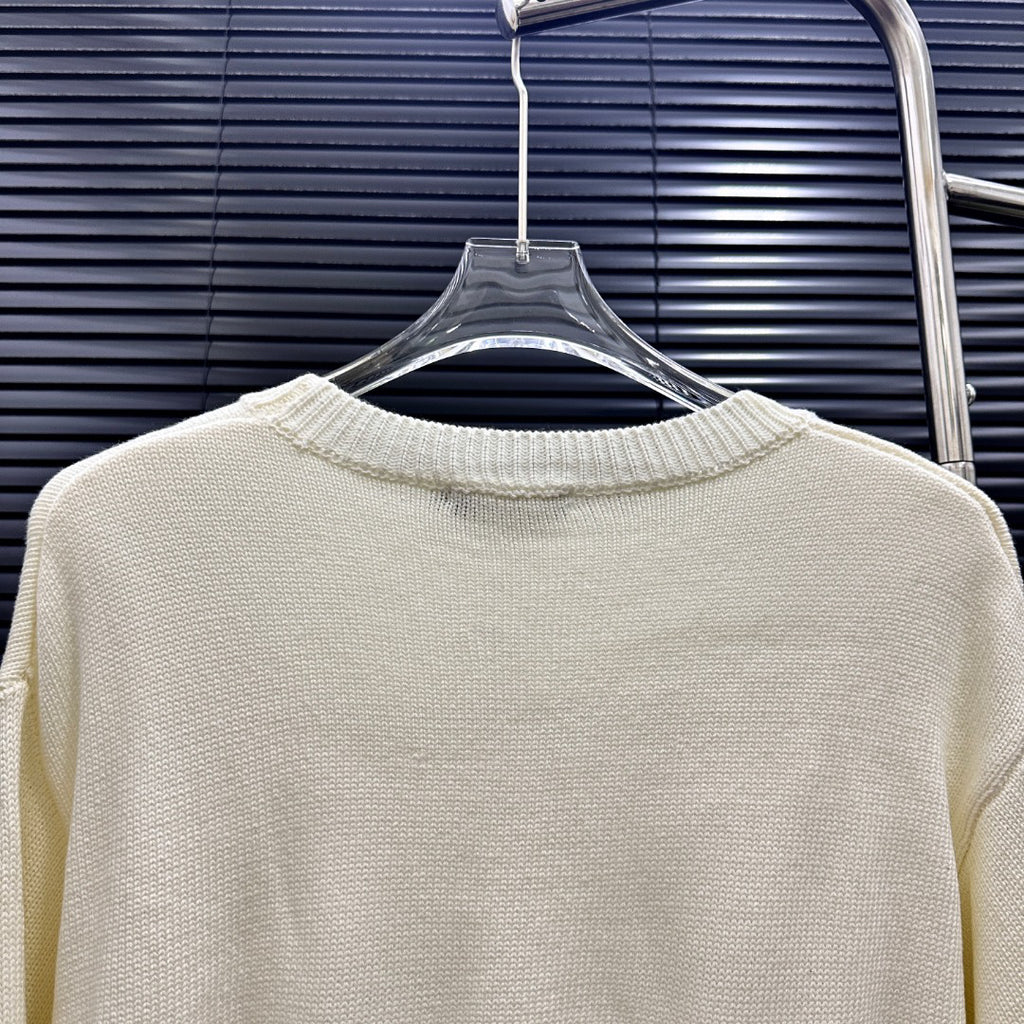 AMIRI Number Motif Mesh Knit Short‑Sleeve Sweater