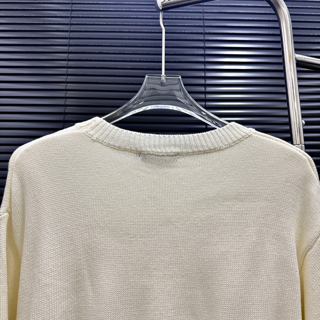 AMIRI Number Motif Mesh Knit Short‑Sleeve Sweater