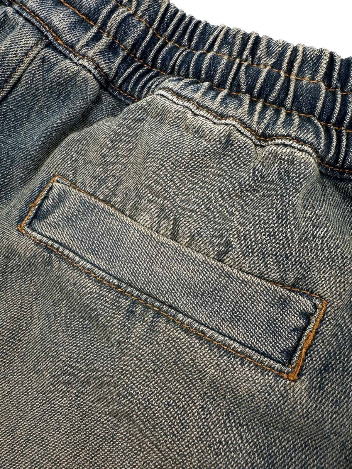 AMIRI Star‑Patch Elastic Waist Wide‑Leg Denim Pants