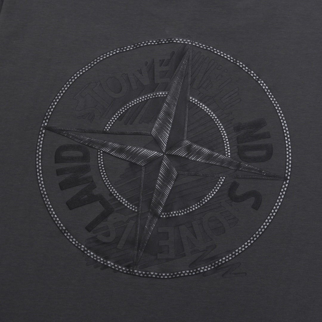 Stone Island Left Chest Horseshoe Compass Badge Print Crew Neck T-Shirt