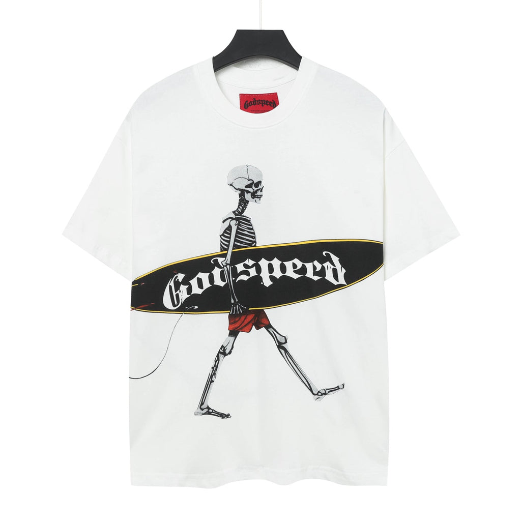 Godspeed Surfer Skeleton Double‑Sided Vintage Short‑Sleeve Tee