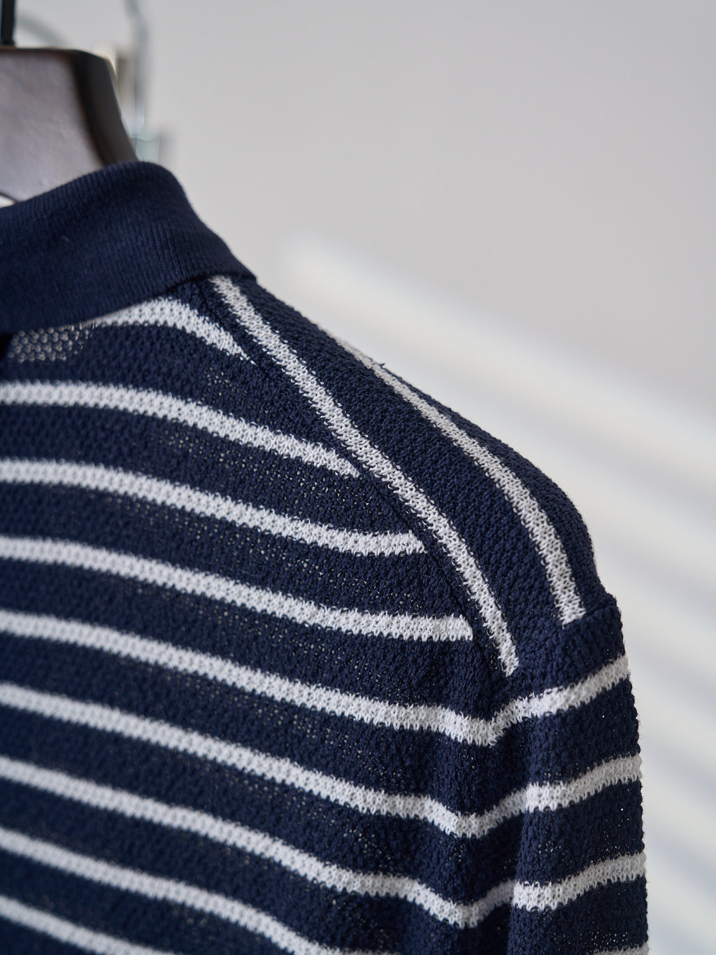 Polo Ralph Lauren Men's Striped Knit Short‑Sleeve Polo Shirt, Blue Pony Embroidery